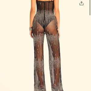 Sheer jumpsuit - Black sheer crystals